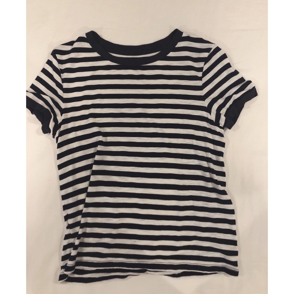 Girls White and Navy Blue Stripped Blouse